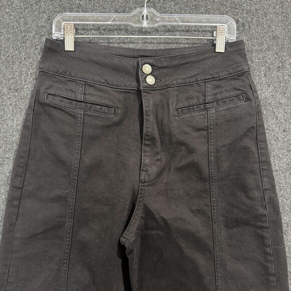 Frame Jeans Women's 29 Black Film Noir Tailored Wide Leg Flare - Picture 2 of 10